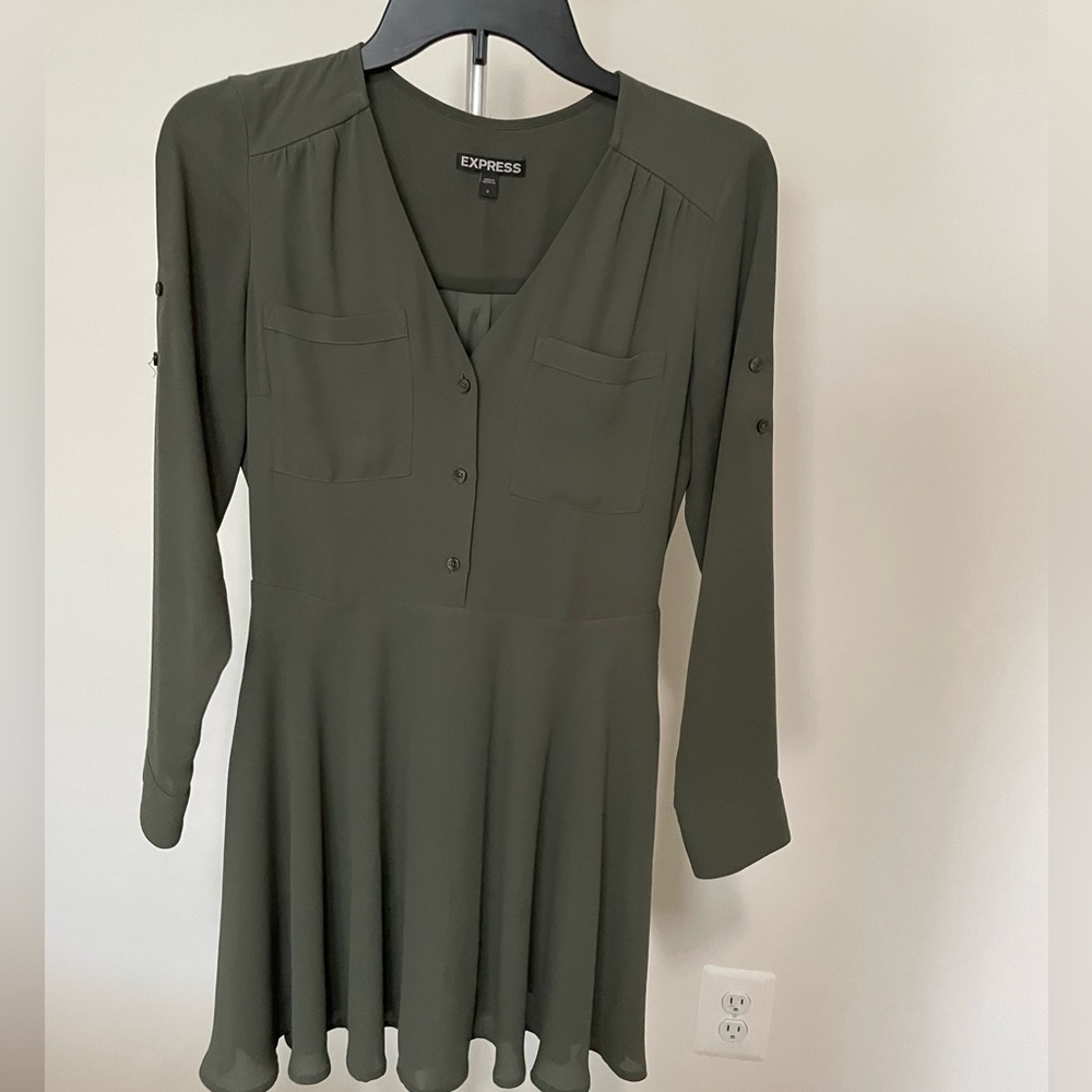 Olive green skater dress